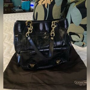 Authentic Vintage Black Leather double handle Coach purse